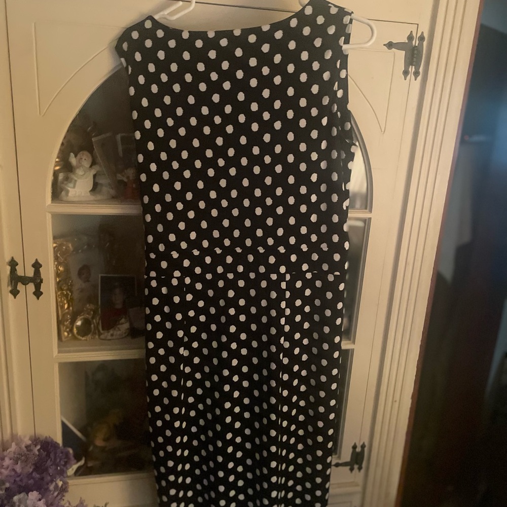 Talbots Black and White Sheath Midi Dress Sleeveless Crew Neck - Picture 2 of 4